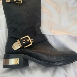 Black leather moto boots VC Winchel style